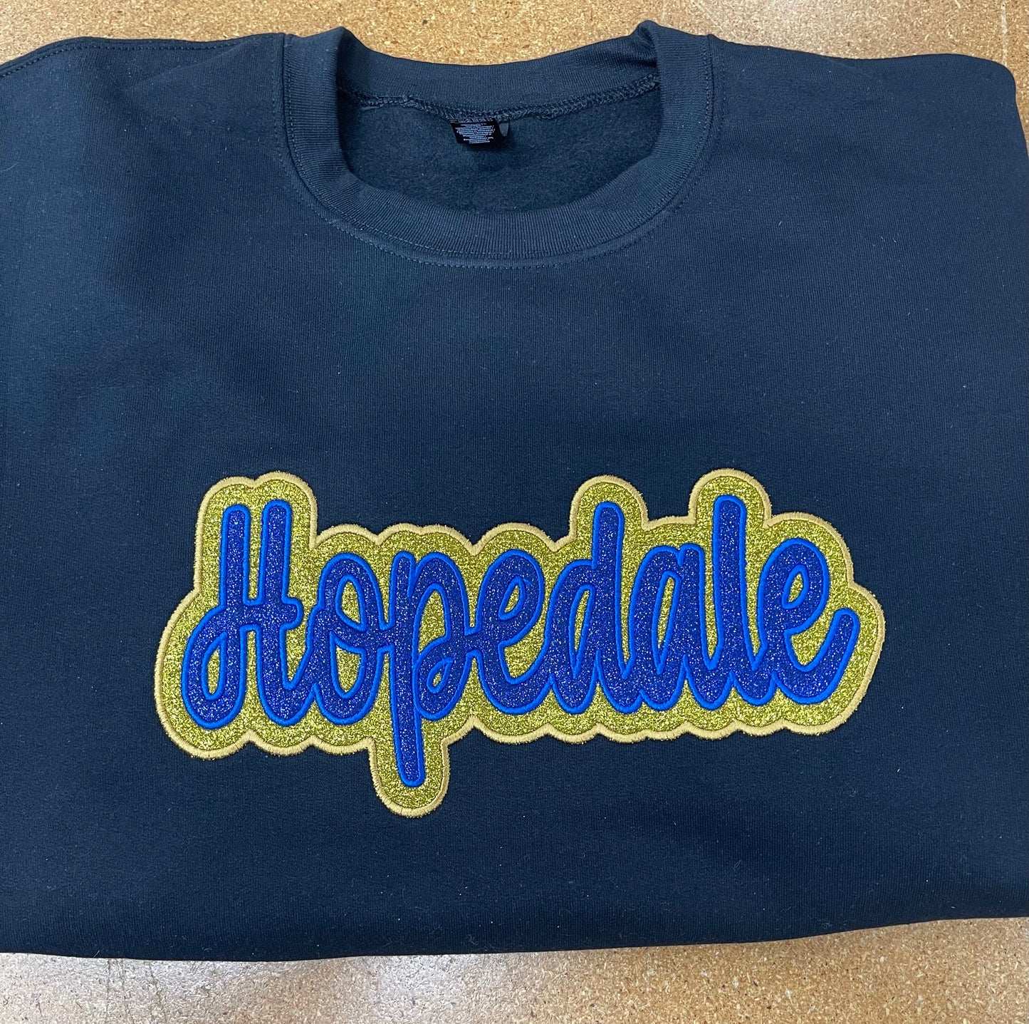 Hopedale double glitter embroidery