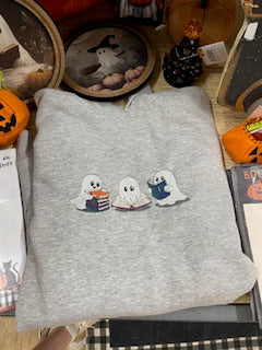 Reading ghost embroidery sweatshirt