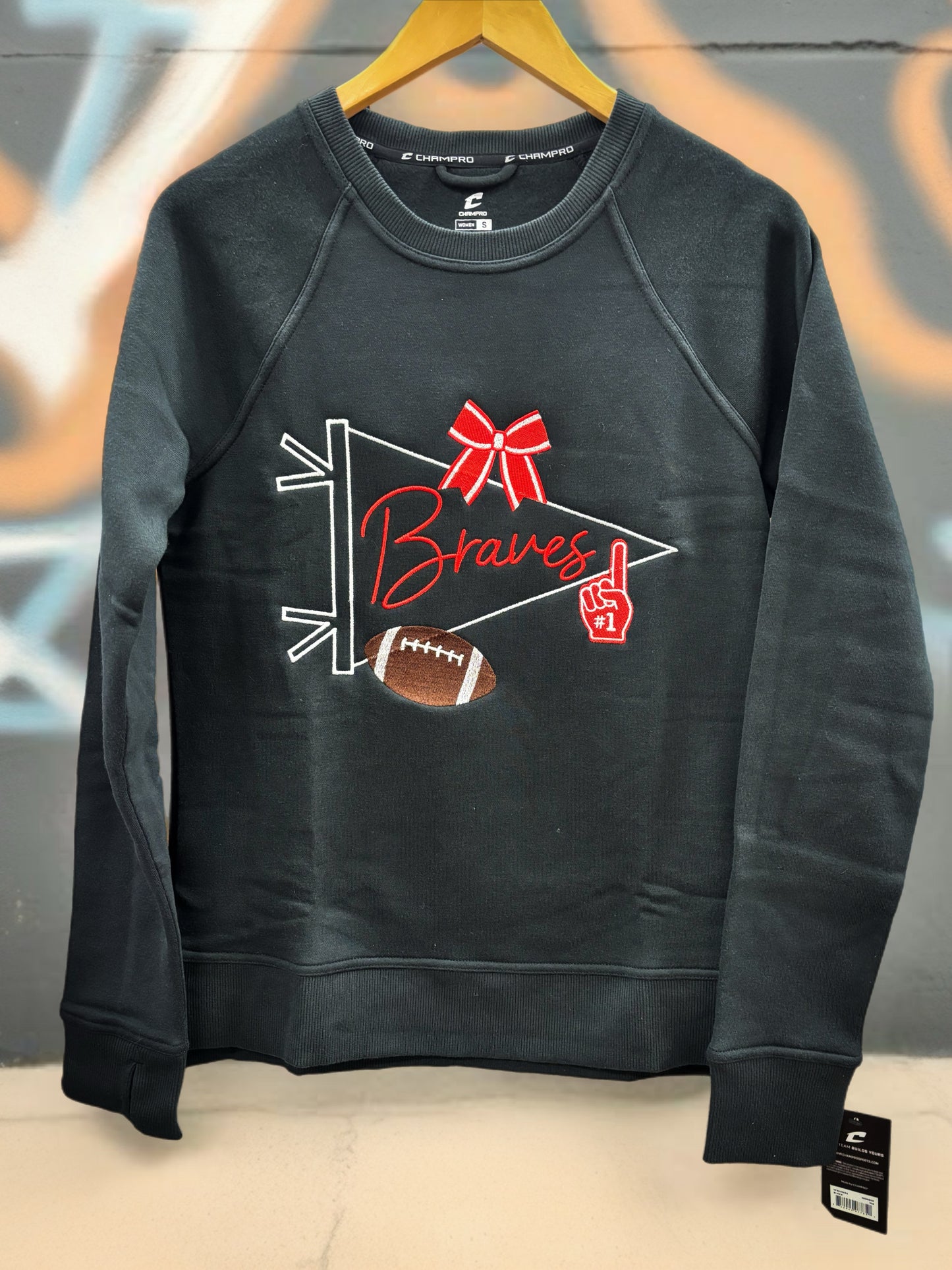 Embroidered Pennant Crewneck