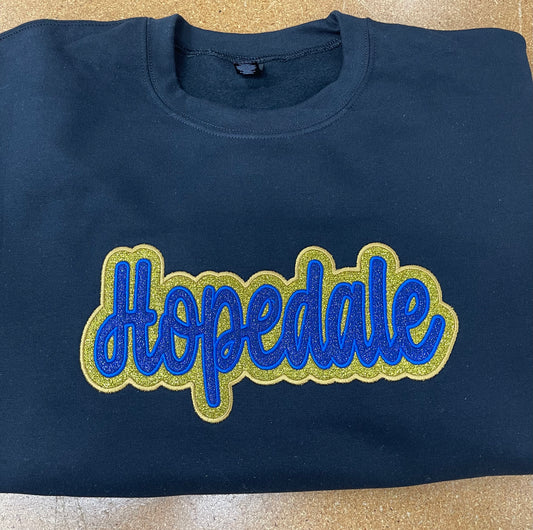 Hopedale double glitter embroidery